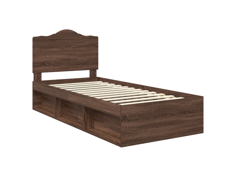  Lit simple- lit adulte -  cadre de lit chêne brun 100 x 200 cm pin massif  - Conforama C