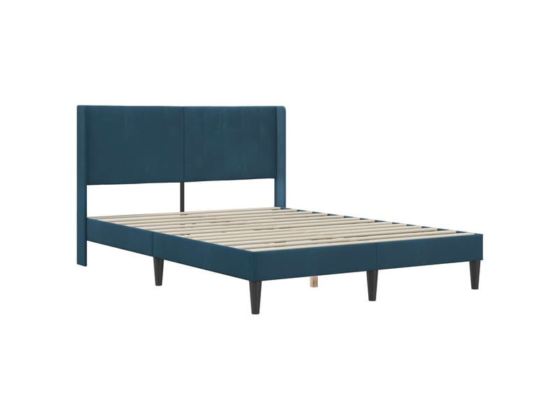 Lit double- lit adulte - cadre de lit avec tête de lit bleu 140 x 200 cm velours - Conforama B