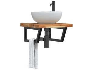 Étagère de vasque | étagère murale acier et bois massif d'acacia shl9895