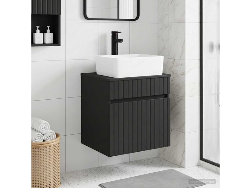 Meuble de lavabo mural, rangement salle de bain noir 49x41x63 cm bois d'ingénierie shl951  - Conforama B