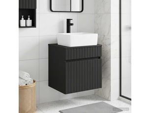 Meuble de lavabo mural, rangement salle de bain noir 49x41x63 cm bois d'ingénierie shl951