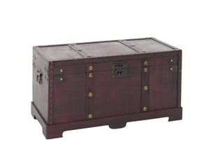 Coffre bois de décoration malle au trésor valence aspect antiquité, 30x57x29cm - carré