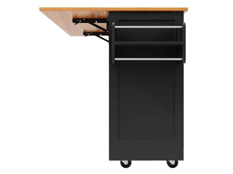 Îlot de cuisine 140x40x93,5 cm plateau réglable mdf métal noir  - Conforama D