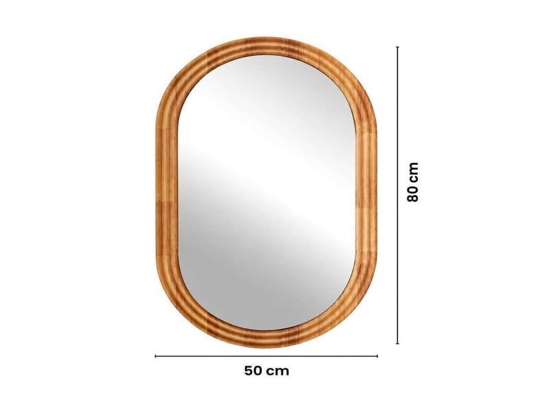  Miroir de salle de bain ovale 50x80cm verre trempé hd étanche – bois naturel  - Conforama E