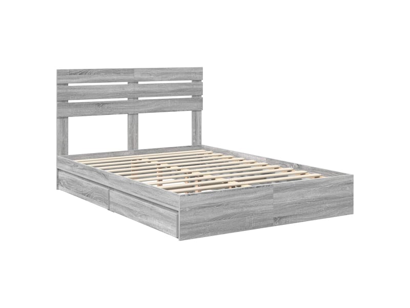 Lit double- lit adulte - lit de rangement gris sonoma 150 x 200 cm bois d'ingénierie - Conforama C