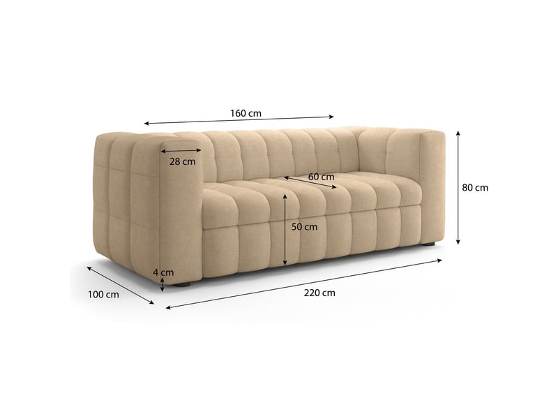  Canapé capitonné convertible 3 places en tissu chenille taupe - ouverture express - cester Cester - Conforama C