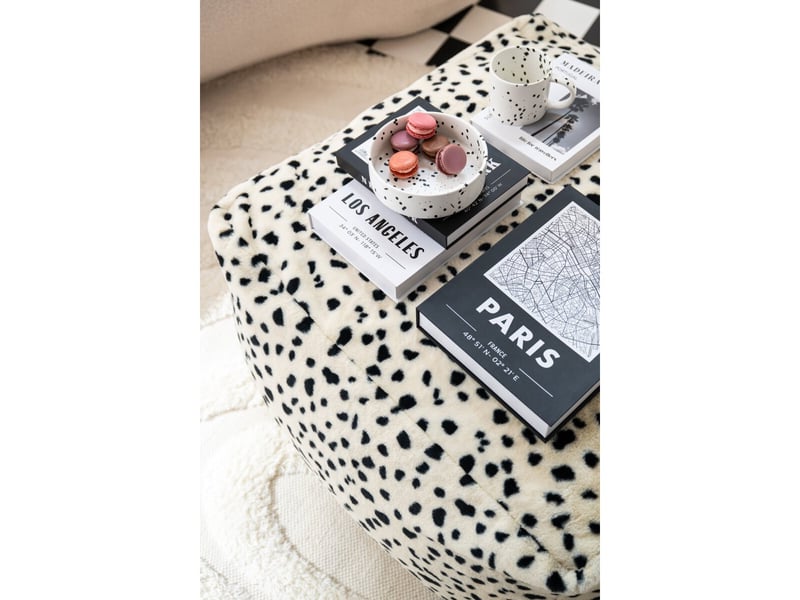  Pouf carré dalmatien ulf 70cm blanc &amp; noir  - Conforama E