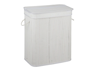 Panier à linge trieur décoratif salle de bain 63 x 55 x 35 cm avec 3 compartiments en bambou naturel 13_0011565