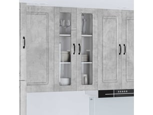 Meuble mural de cuisine, cabinet en verre mural gris béton 60x31x100cm shl3109