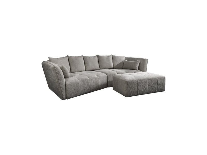  Canapé + pouf imperia gris capitonné – canapé modulable en tissu bouclette  - Conforama A