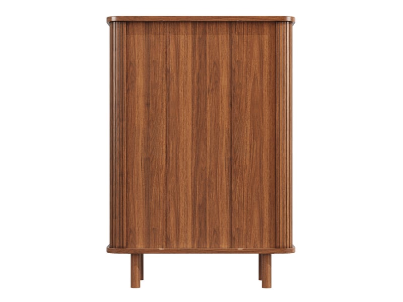  Buffet haut 110x40x160 cm à porte à rideau mdf et bois marron foncé  - Conforama D