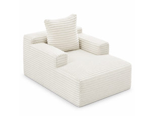 Méridienne convertible en velours côtelé beige, mousse haute densité et ressorts ensachés