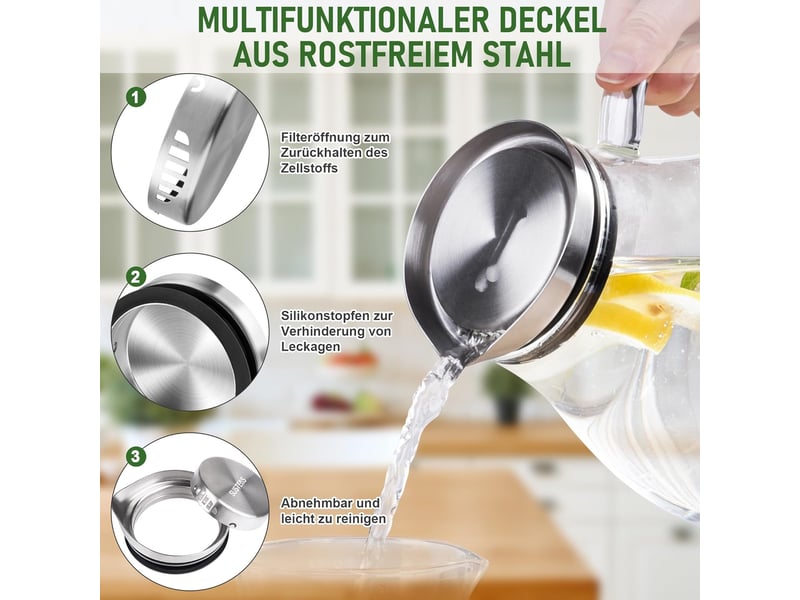  Carafe en verre de 2 litres avec couvercle et bec verseur  - Conforama C