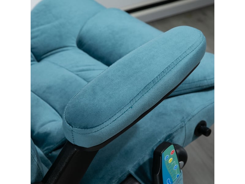  Chaise de bureau massante et chauffante avec dossier inclinable, assise pivotante à 360° en polyester bleu  - Conforama D