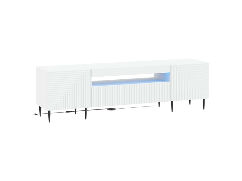 Meuble tv - banc tv - meuble de rangement led blanc bois d'ingénierie - Conforama A