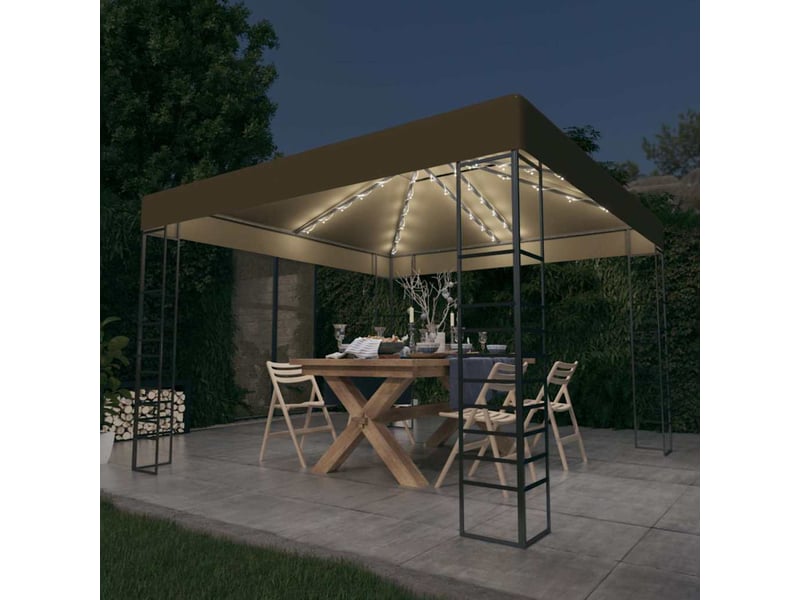  Chapiteau avec guirlande lumineuse à led 3x3 m taupe cf62474  - Conforama B