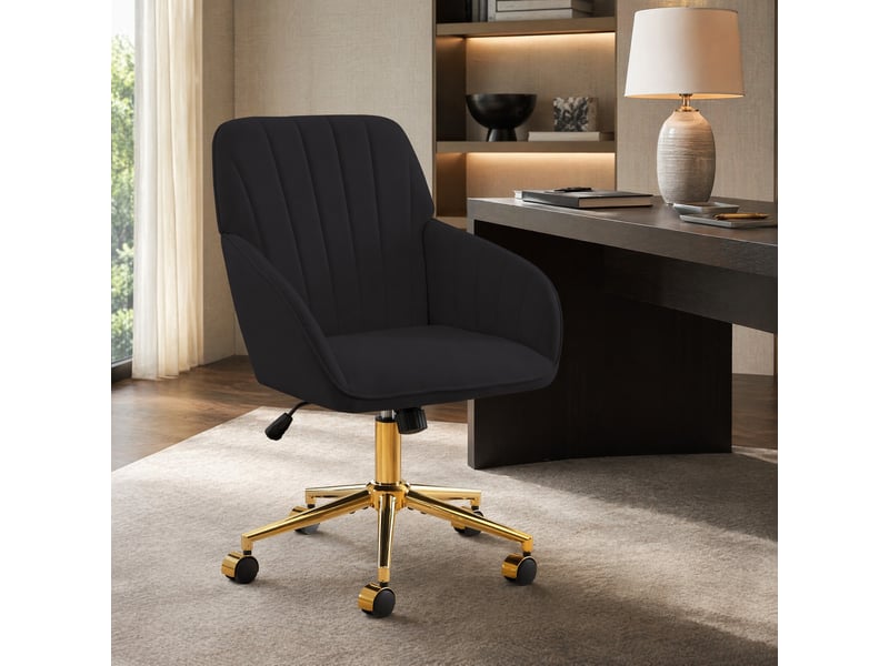 Chaise de bureau réglable en hauteur pour maison et chambre, chaise de bureau rotative ergonomique avec dossier, idéale pour un long assis. Noir - Conforama C