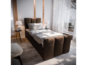Lit avec rangement 100x200 cm <strong>MASSENO</strong> <strong></strong> coloris marron