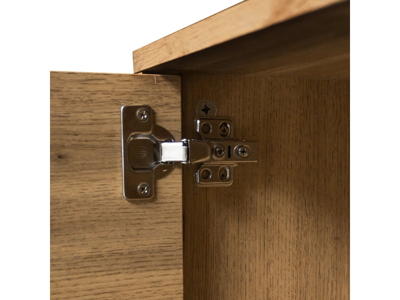  Meuble tv moderne avec 2 portes et 2 compartiments ouverts - porte design bloc - 160,5 x 35,5 x 45 cm - marron  - Conforama E