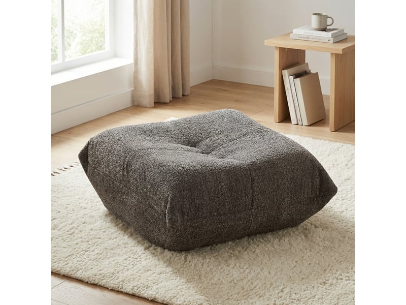  Repose-pieds en tissu chenille capitonné gris W3349P416287 - Conforama B