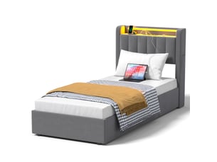 Lit coffre 90x200 cm DESVIAE   coloris gris