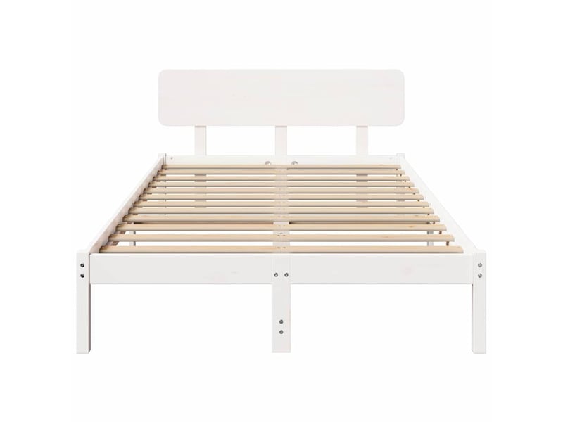  Lit double- lit adulte -  cadre de lit avec tête de lit blanc 120 x 200 cm pin massif  - Conforama D
