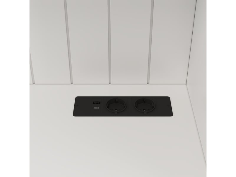  Buffet haut blanc avec portes vitrées et prises 120 x 40 x 191 cm Fay Lum - Conforama W