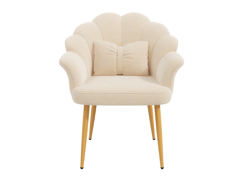  Lot de 6 fauteuils 64x65,5x85 cm avec accoudoirs et coussins, pieds en métal, beige  - Conforama A