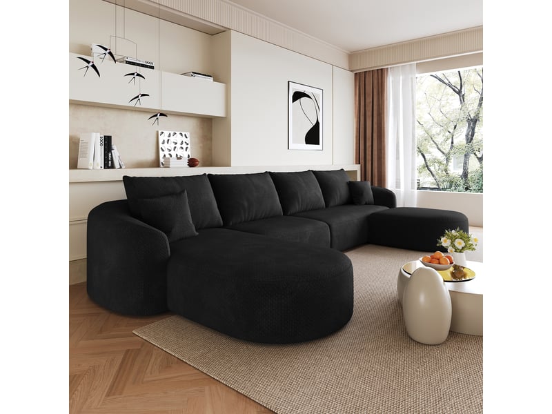  Canapé d'angle, canapé modulable, forme u, noir, 336 cm, sans montage  - Conforama E
