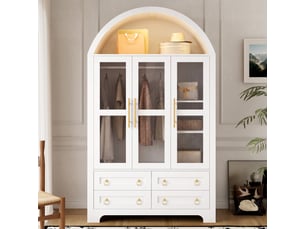 Armoire 3 porte(s) battante 4 tiroir(s) evarich coloris blanc largeur 50 cm