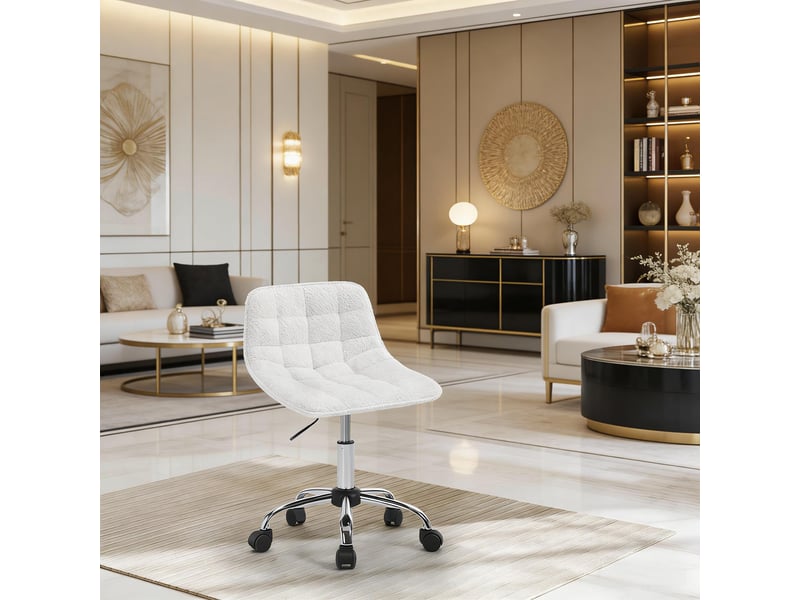  Chaise de bureau pivotante réglable en hauteur - lpospi - dossier courbé, chenille et métal - blanc  - Conforama C