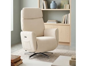Fauteuil relax électrique à double moteur, pivotant avec usb, en polyester blanc crème, 87 × 76 × 114 cm