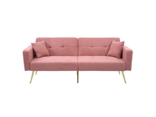 Canapé droit convertible BEAUNIV 2 places Tissu rose