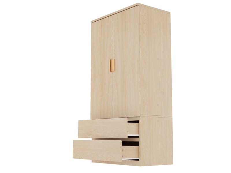  Armoire 70 x 50 x 170 cm - avec 2 tiroirs - avec 2 portes - naturel  - Conforama E