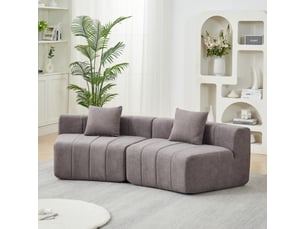 Canapé droit fixe 2 places Tissu gris
