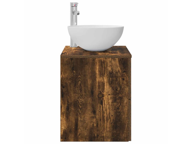 Meuble lavabo mural, meuble de rangement chêne fumé 49.5x35x63 cm - Conforama D