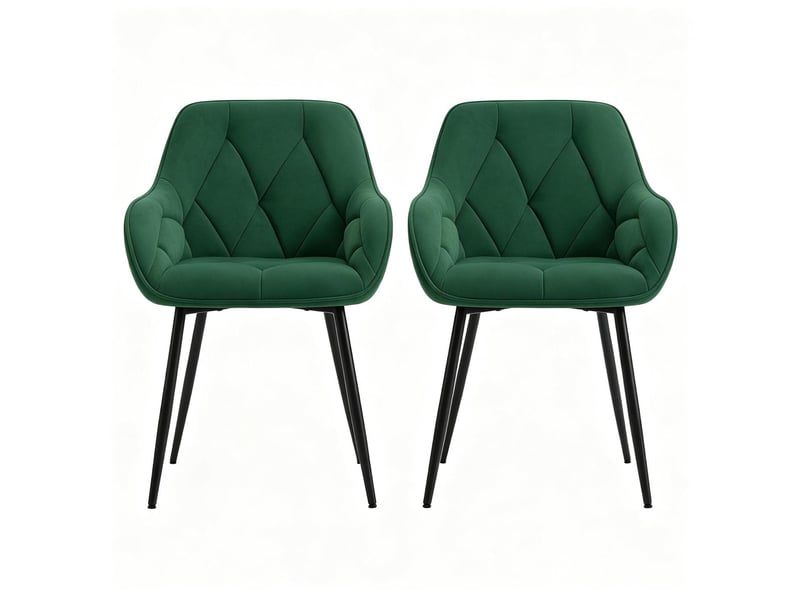  Lot de 2 chaises de salle à manger en velours vert foncé T5828P566415 - Conforama A