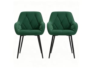 Lot de 2 chaises de salle à manger en velours vert foncé