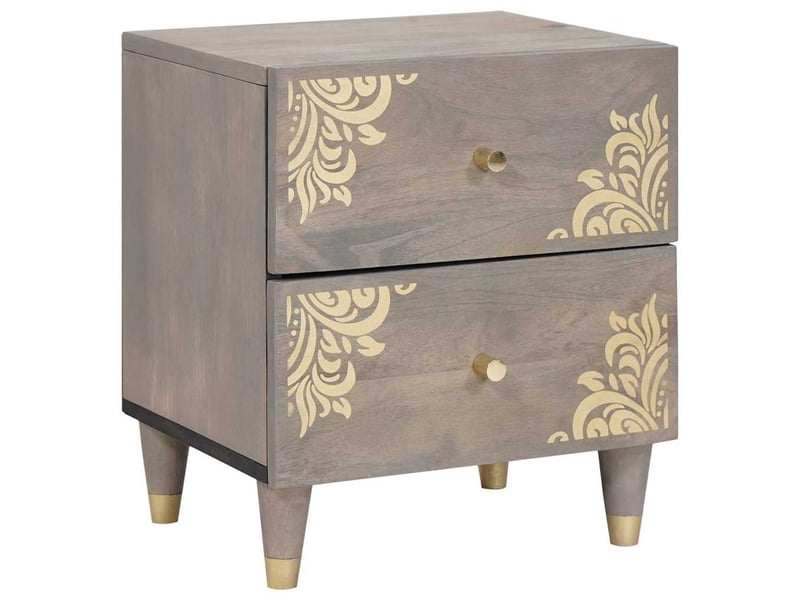  Table de chevet - cabinet de chevet - table de nuit 2 pièces gris 40 x 33 x 46 cm  - Conforama A