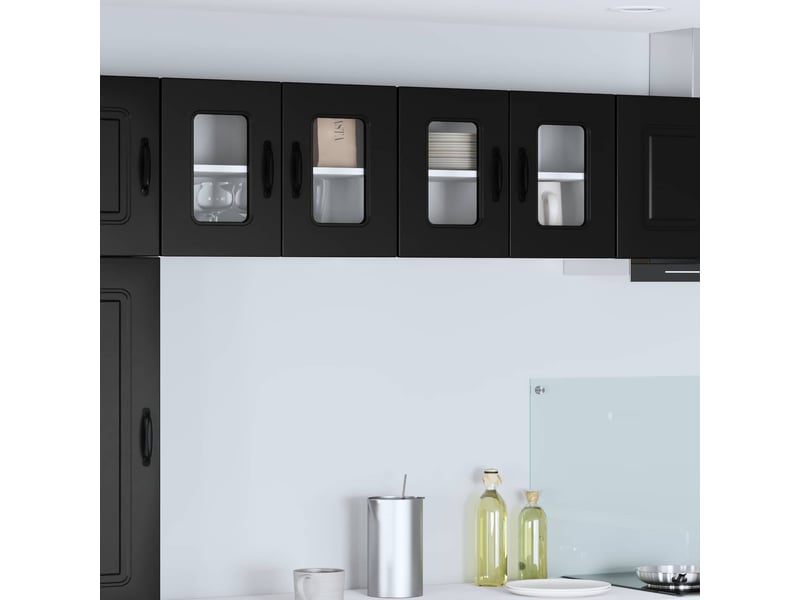  Meuble mural de cuisine | armoire de cuisine 2 pcs noir bois d'ingénierie shl2192  - Conforama B