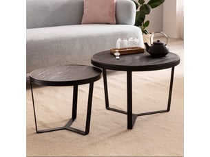 Lot de 2 tables basses gigognes rondes 60 et 44 cm aspect pierre