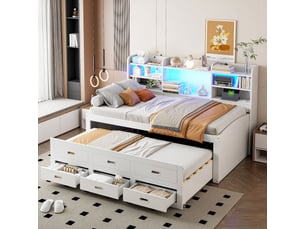 Lit gigogne 90x200 cm <strong>MERAX</strong>  <strong>lit enfant blanc</strong> coloris blanc