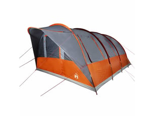 Tente de camping, tente familiale tunnel 7 personnes gris et orange imperméable
