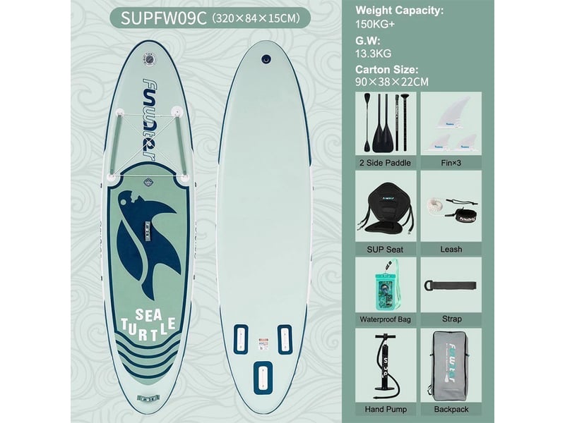  Planche de SUP Funwater SUPFW09C - 320x83x15cm 180kg  - Conforama D