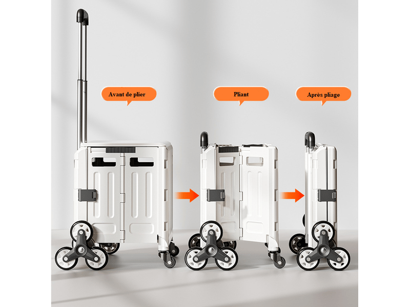  Chariot de courses pliable avec roues d'escalade, caisse roulante pliable avec grande capacité de 30 l et poignée télescopique  - Conforama C