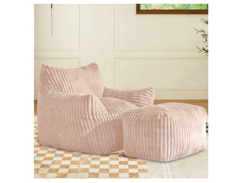  Fauteuil de relaxation modenvie avec repose-pieds indépendant, soutien 5 zones, velours côtelé rose, 103 x 90 x 70 cm  - Conforama B