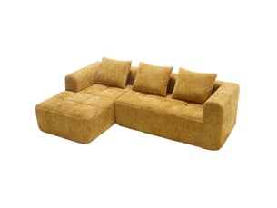 Canapé d'angle compressé gauche fixe <strong>MODENVIE</strong> <strong></strong> 3 places Tissu Jaune