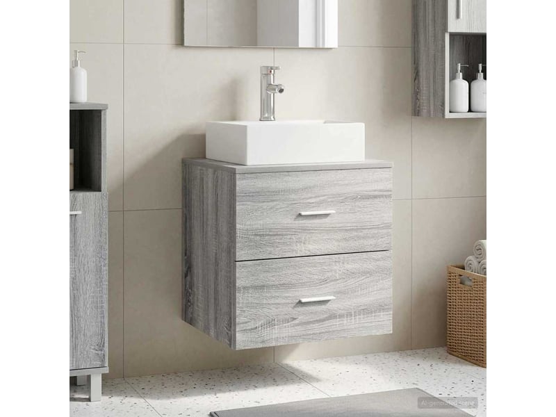  Vanité de lavabo mural, meuble de rangement sonoma gris 49.5x41x62.5 cm shl4946  - Conforama B