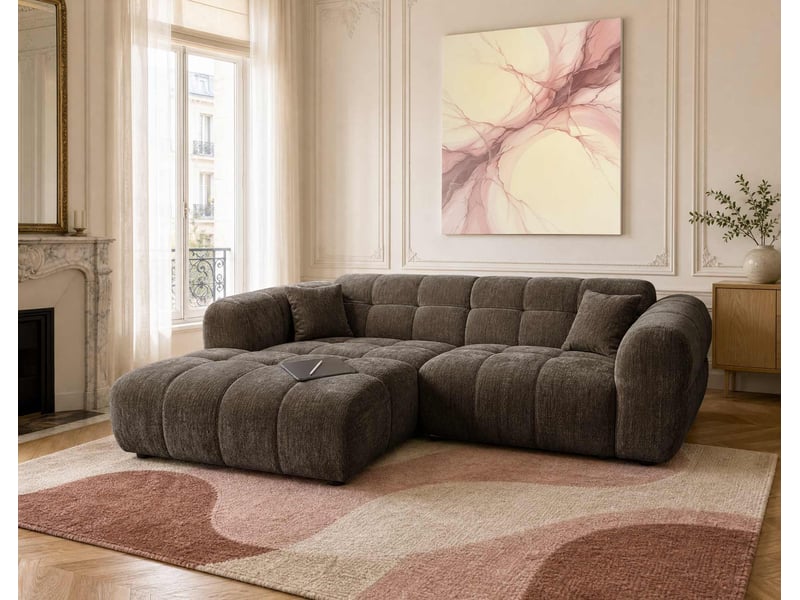  Mini ray - canapé d'angle gauche 4 places en tissu texturé - best mobilier - marron MINI RAY - Conforama B