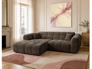 Canapé d'angle gauche fixe BESTMOBILIER MINI RAY 4 places Tissu Marron